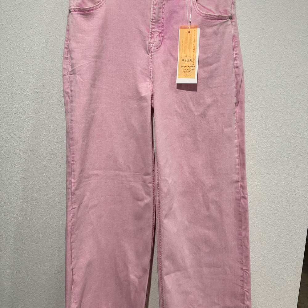Risen High-Rise Pink Wide-Leg Jeans